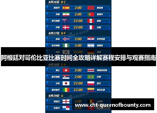 阿根廷对哥伦比亚比赛时间全攻略详解赛程安排与观赛指南 阿根廷对哥伦比亚比赛时间全攻略详解赛程安排与观赛指南